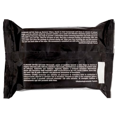 clinians-detox-salviette-struccanti-carbone-vegetale-25pz-x-6-pezzi image 4
