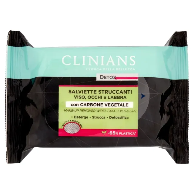 clinians-detox-salviette-struccanti-carbone-vegetale-25pz-x-6-pezzi image 1