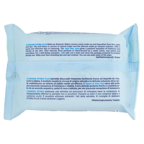 clinians-hydra-plus-salviette-struccanti-aloe-vera-25pz-x-6-pezzi image 4